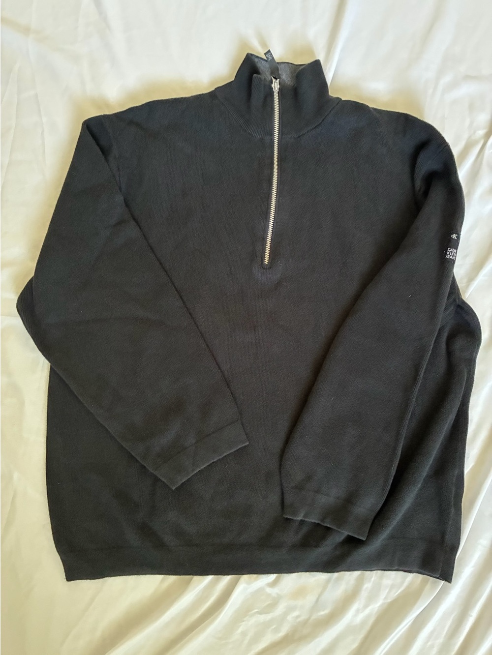 Calvin Klein Jeans Men's Black Zip-Neck Sweater Size L/G